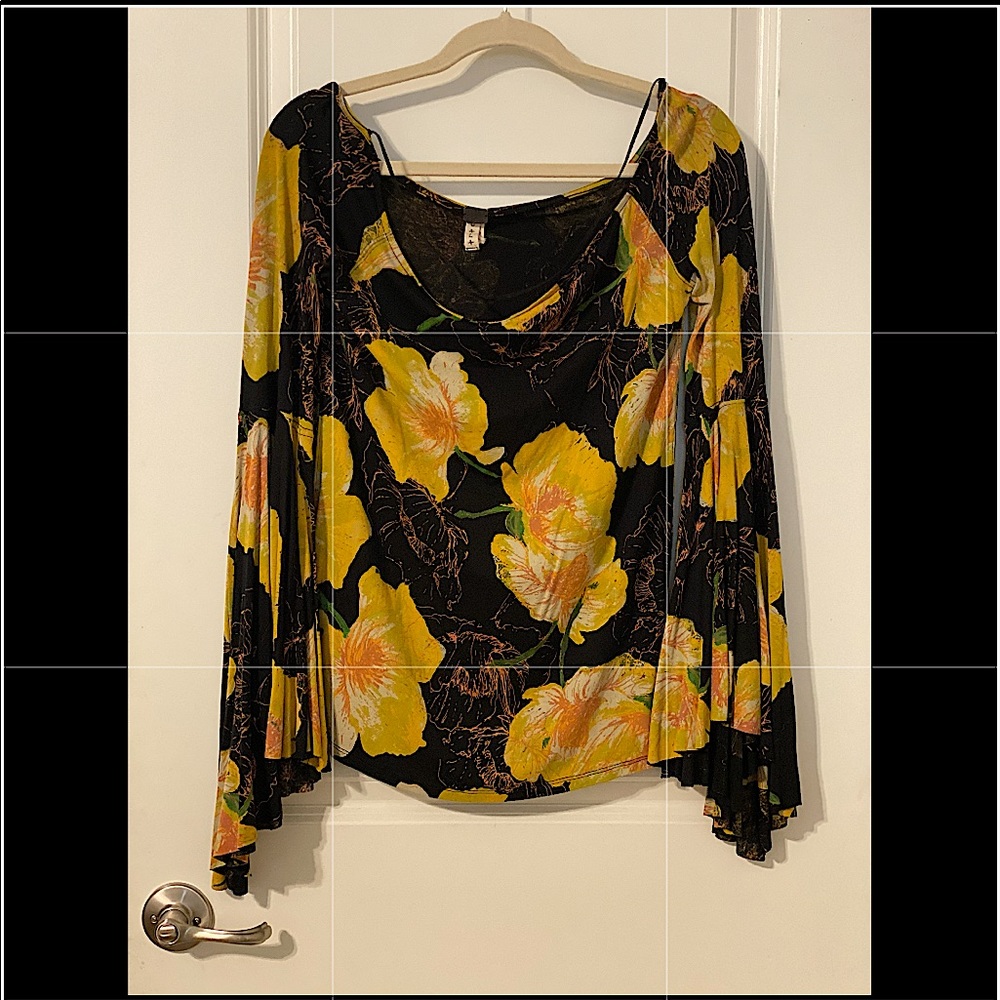 Free People Bell Sleeve Top, Size Large